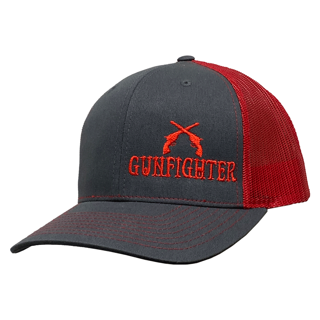 Gunfighter Sports 6 Panel Hat - Grey // Red
