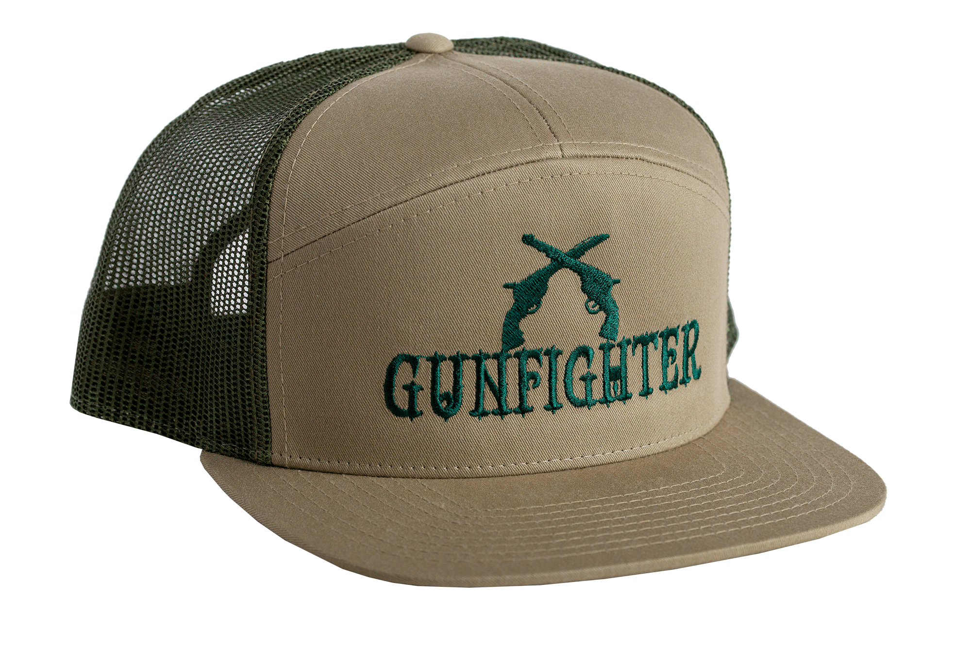 Gunfighter Sports 7 Panel Hat - Tan // Green